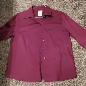 Deep burgundy dress shirt with 3/4 length arm